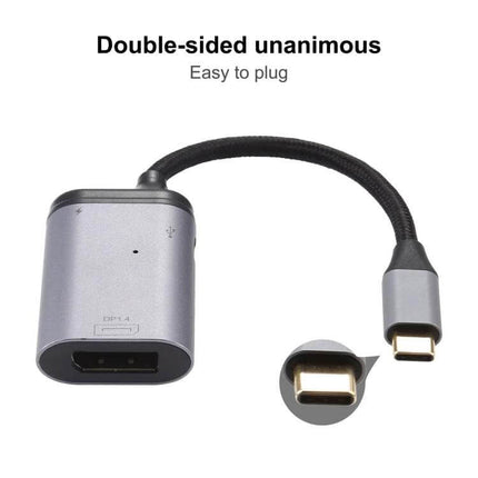 USB-C to DisplayPort Cable for 4K Video and Charging Support - compact 8cm braided adapter showing USB-C plug and DisplayPort output