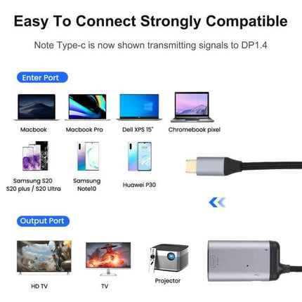 USB-C to DisplayPort Cable for 4K Video and Charging Support connecting laptops, phones to monitors, TVs and projectors (compact 8cm, supports 8K/4K)