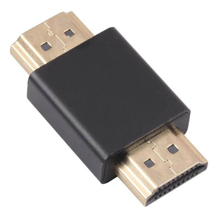 Gold-Plated HDMI Male to Male Adapter for Home Theater Connections - compact black housing with gold-plated HDMI connectors