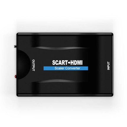 SCART to HDMI Video Converter with 1080P Output for Modern TVs - black plug-and-play scaler converter box for retro consoles and VHS playback