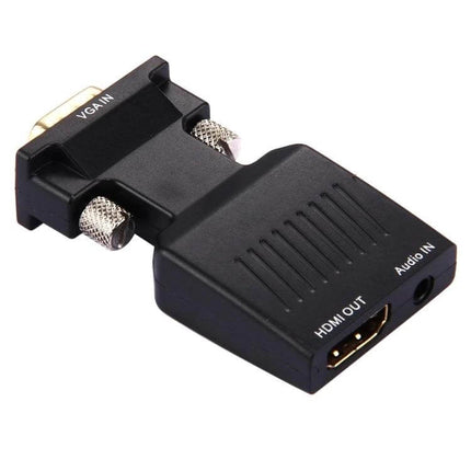 VGA to HDMI Adapter with Audio for HDTV and Projectors connecting VGA laptop to HDMI display with audio input