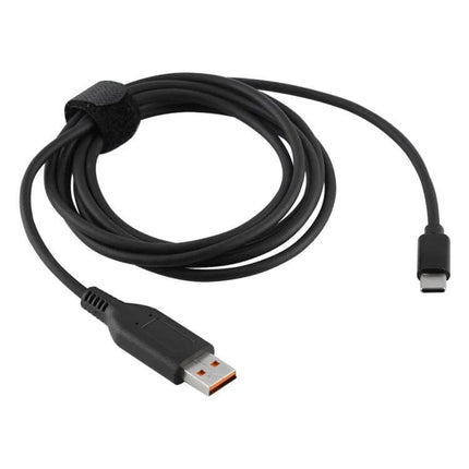 Lenovo Yoga 3 USB-C Charger Cable for Lenovo Devices, 1.8 Meters – black USB-A to USB-C charging cable coiled with Velcro strap