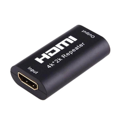 HDMI Signal Extender for Long-Distance Video Connections - compact 4K HDMI repeater with input and output ports for extending video up to 40m