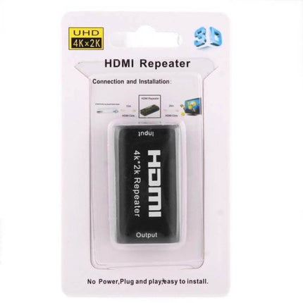 HDMI Signal Extender for Long-Distance Video Connections compact 4K HDMI repeater in retail blister pack