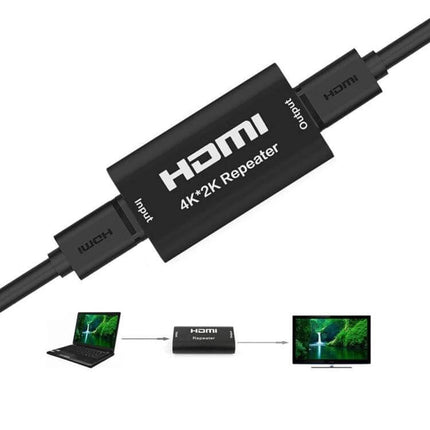 HDMI Signal Extender for Long-Distance Video Connections - compact 4K HDMI repeater between laptop and TV, preserves audio/video up to 40m