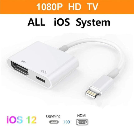 E-Gin Adapter for Daily Home Screen Mirroring to TVs white Lightning-to-HDMI adapter for 1080P iOS screen mirroring, simple plug-and-play