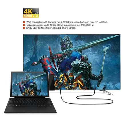 Rocketek Versatile USB Hub with HDMI and Card Reader connected to Surface Pro mirroring to 4K TV via HDMI