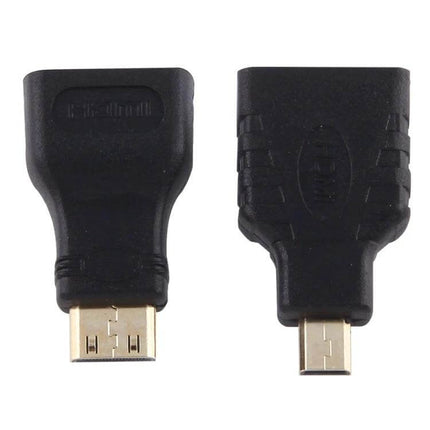 HDMI Cable 1m with Mini and Micro Adapters for TVs and Devices - black mini and micro HDMI adapters close-up