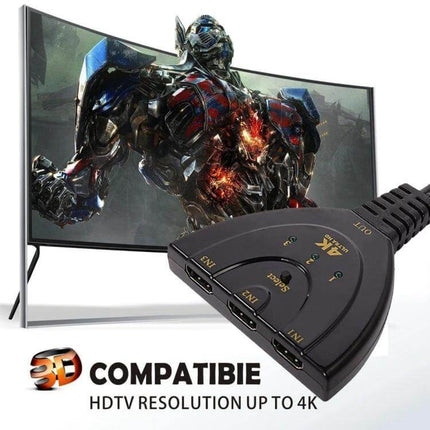 Versatile HDMI Switch for Connecting Multiple Devices to TV with 3-port HDMI selector for gaming consoles and streaming players, supports HDMI 1.3b, up to 4K