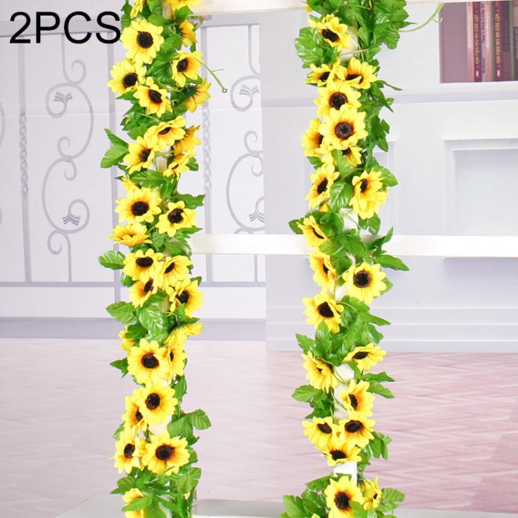 2-Pack 2.6m Sunflower Artificial Flower Vine for Home and Wedding Decor