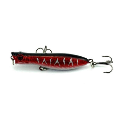 HENGJIA 6 cm Popper Lures Bionic Fishing Bait For Freshwater - red multi-color clear lifelike popper with treble hooks, 6 cm surface popping action