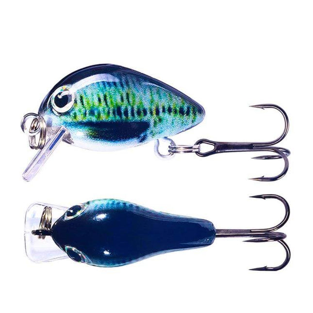 HENGJIA Floating Mini 2.5cm Luya Bait For Freshwater Fishing - blue green 2.5cm floating lure with 3D eyes and treble hooks for ponds rivers lakes
