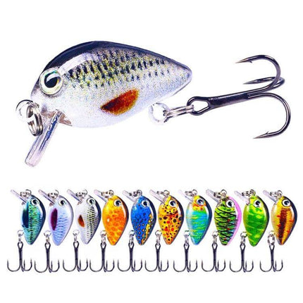 HENGJIA Floating Mini 2.5cm Luya Bait For Freshwater Fishing - small colorful floating crankbait with 3D eyes and treble hook for ponds, rivers, lakes