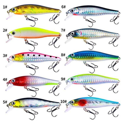 HENGJIA Minnow Lure Floating 8.8cm For Freshwater Fishing – 10-color set of 8.8cm lightweight plastic floating minnow lures with metal hooks