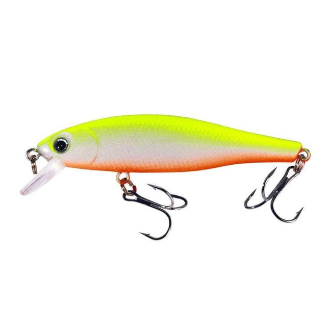 HENGJIA Minnow Lure Floating 8.8cm For Freshwater Fishing bright chartreuse white orange plastic body metal hooks dual treble hooks