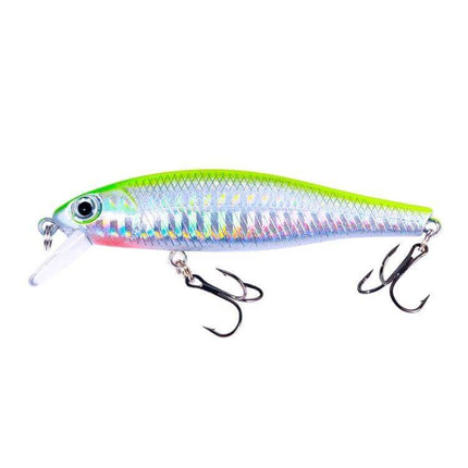 HENGJIA Minnow Lure Floating 8.8cm For Freshwater Fishing - holographic green 8.8cm floating minnow with dual treble hooks, plastic body, 9g