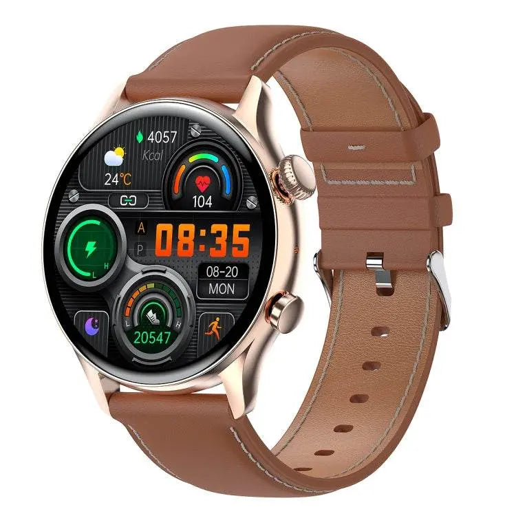 HK8Pro 1.36 Inch AMOLED Smart Watch Leather Strap NFC Style