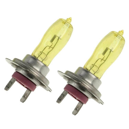 HOD H7 Halogen Bulbs 12V 3500K Yellow Light For Car Headlights - pair of yellow-tinted halogen replacement bulbs for improved wet-weather visibility