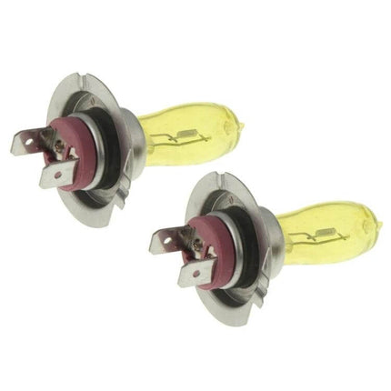HOD H7 Halogen Bulbs 12V 3500K Yellow Light For Car Headlights - pair of yellow-tinted halogen H7 bulbs for improved wet-weather visibility