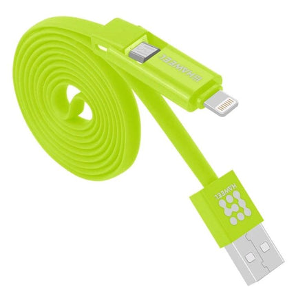 HAWEEL Cable for Everyday Phone Charging and Data Syncing - bright green flat Micro USB to USB charging and syncing cable