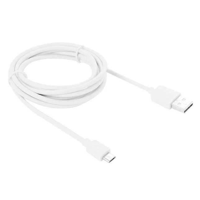 Micro USB Cable for Daily Android Phone Charging Needs white coiled cable with USB-A to Micro-USB connectors for charging and syncing