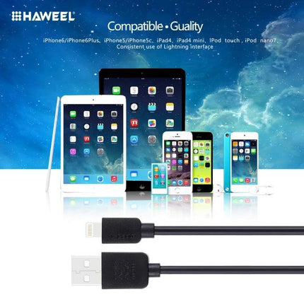 HAWEEL USB Cable for Daily iPhone and iPad Charging Needs - black Lightning to USB cable for reliable charging and data syncing