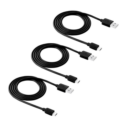 HAWEEL 3-Piece Micro USB Cables for Everyday Device Charging - three black micro USB charging and sync cables with USB-A connectors