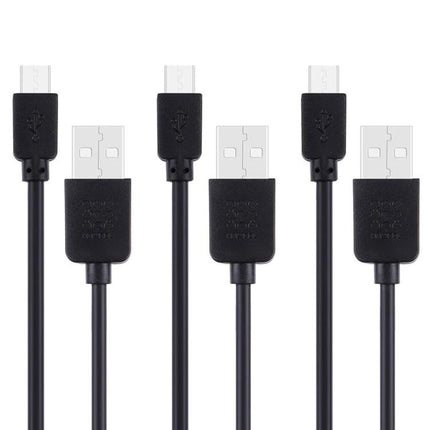 HAWEEL 3-Piece Micro USB Cables for Everyday Device Charging - three black micro USB to USB-A charging and data sync cables