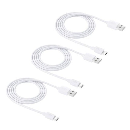 Convenient Cables for Daily Smartphone Charging, 3 Pack – three white USB charging cables with pure copper conductors for reliable everyday use
