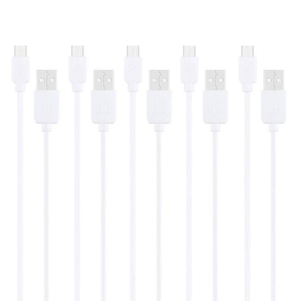 Charging Cables for Everyday Smartphone Charging Needs - set of five white USB charging and data sync cables for phones, reliable everyday use