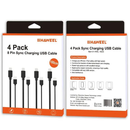Haweel 4 Pack 1m Lightning Charging Cables For iPhone And iPad