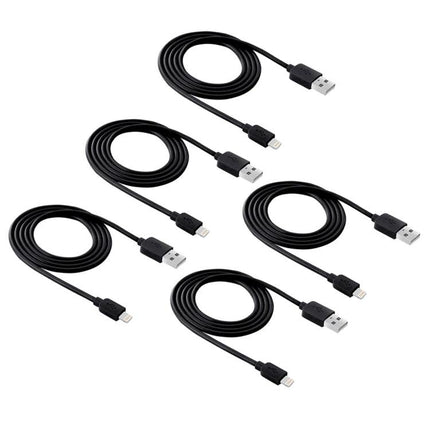 HAWEEL Cables for Daily iPhone Charging and Home Use - pack of 5 black Lightning to USB charging and syncing cables for home or office