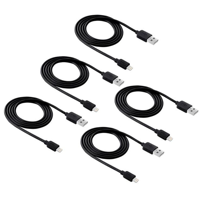 HAWEEL Cables for Daily iPhone Charging and Home Use - pack of 5 black Lightning to USB charging and syncing cables for home or office