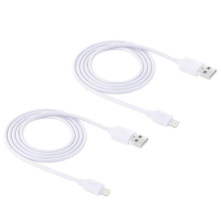 HAWEEL Cables for Everyday iPhone and iPad Charging – two white USB-to-Lightning charging and sync cables for desk and travel