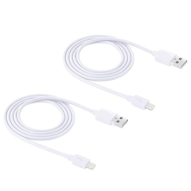 HAWEEL Cables for Everyday iPhone and iPad Charging – two white USB-to-Lightning charging and sync cables for desk and travel