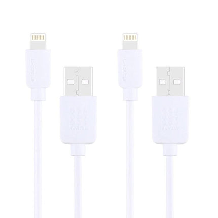 HAWEEL Cables for Everyday iPhone and iPad Charging - white Lightning to USB charging cables pair for desk and travel
