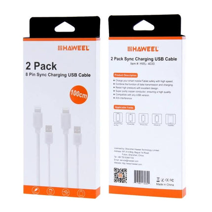 HAWEEL Cables for Everyday iPhone and iPad Charging - 2 Pack 100cm 8-pin sync charging USB cable packaging