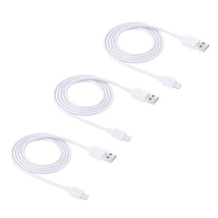 HAWEEL Cables for Daily iPhone and iPad Charging Essentials – three white USB to Lightning charging cables coiled for everyday use