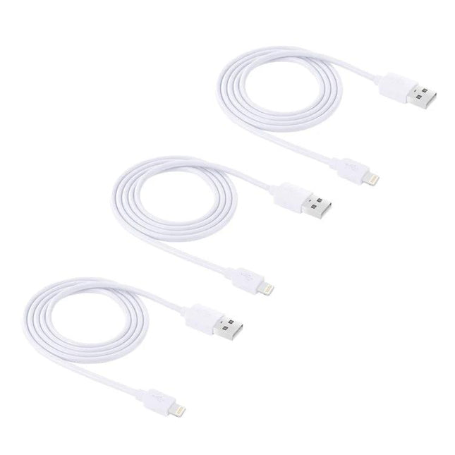 HAWEEL Cables for Daily iPhone and iPad Charging Essentials – three white USB to Lightning charging cables coiled for everyday use