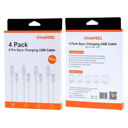HAWEEL Cables for Everyday iPhone Charging and Syncing - 4 pack 8‑pin USB sync charging cables packaged box