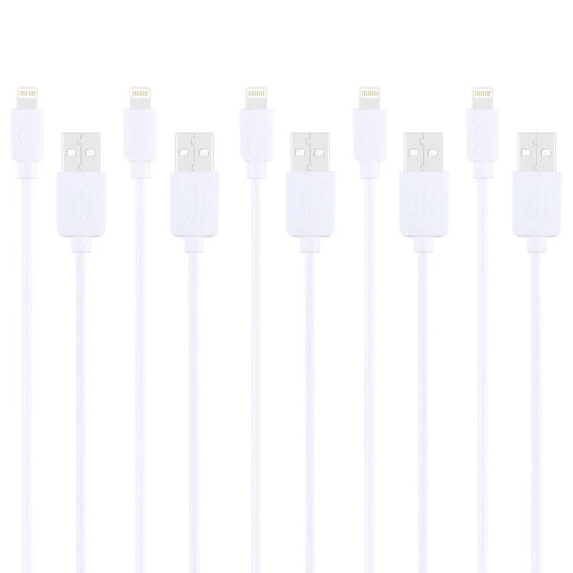 HAWEEL Cable for Everyday iPhone Charging and Syncing shown as multiple white Lightning-to-USB cables for charging, syncing, and travel