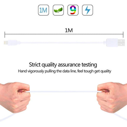 HAWEEL Cable for Everyday iPhone Charging and Syncing - 1M white durable charging and syncing cable being pulled in quality test