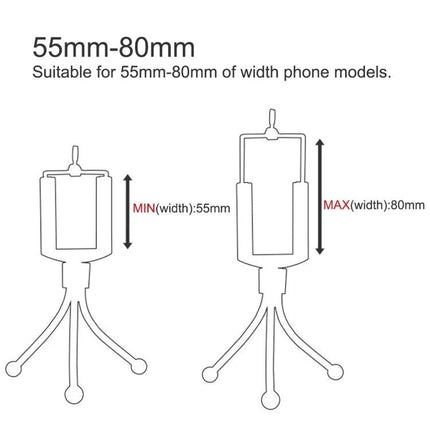 HAWEEL Flexible Octopus Tripod for Phones and Cameras showing phone holder adjustable from 55mm to 80mm width with flexible legs
