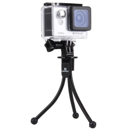 HAWEEL Flexible Octopus Tripod for Phones and Cameras mounted with action camera on flexible legs for stable shots