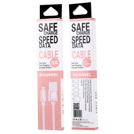 Reliable Cable for Daily Smartphone Charging and Syncing - pink 3A USB charging and data cable packaging with pure copper conductor