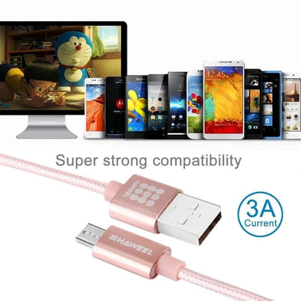 Reliable Cable for Daily Smartphone Charging and Syncing - rose gold braided USB to micro‑USB cable with pure copper conductor and 3A fast charge compatibility