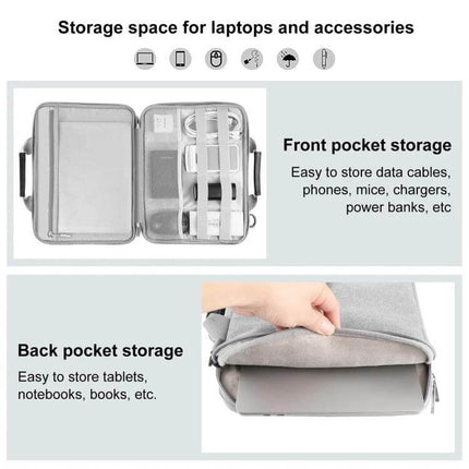 HAWEEL Briefcase Crossbody Laptop Bag for 15-16 Inch Laptops showing organized front pocket accessories and back pocket laptop storage