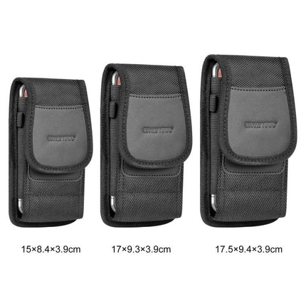 Haweel Vertical 4.7 Inch Nylon Phone Belt Pouch With Card Slot in black nylon oxford, vertical belt pouch with soft interior and card slot