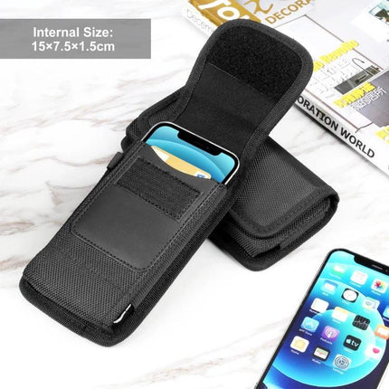 HAWEEL Nylon Belt Clip Pouch For 4.7 to 6.1 Inch Phones black nylon belt clip pouch with card and pen slots, metal clip and carabiner