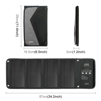 HAWEEL Foldable Solar Charger for On-the-Go Device Powering - compact foldable solar panel 87cm open, 29cm closed, for hiking and camping devices